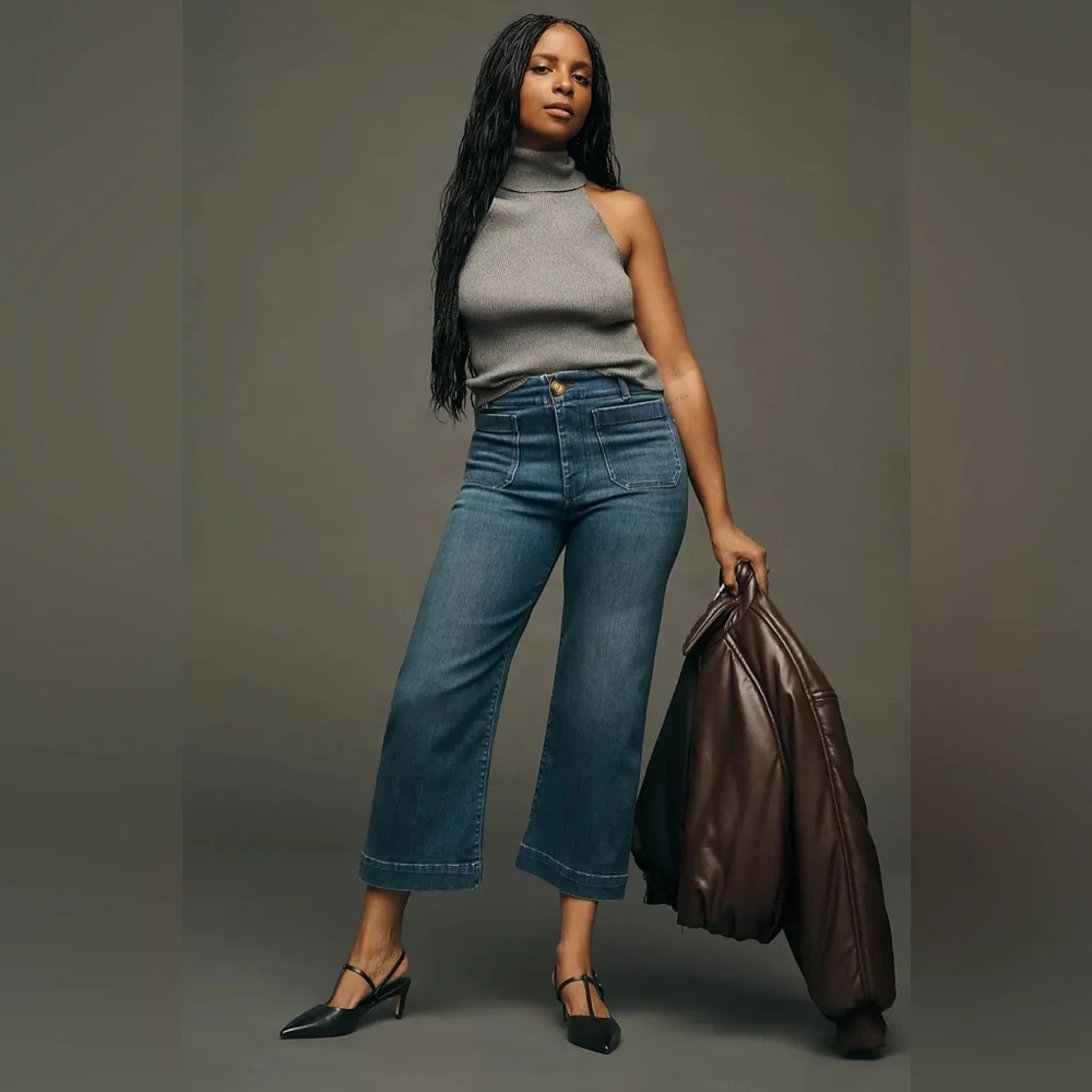 THE COLETTE DENIM CROPPED WIDE-LEG JEANS BY MAEVE Anthropologie NWT Size 30 - Picture 2 of 12